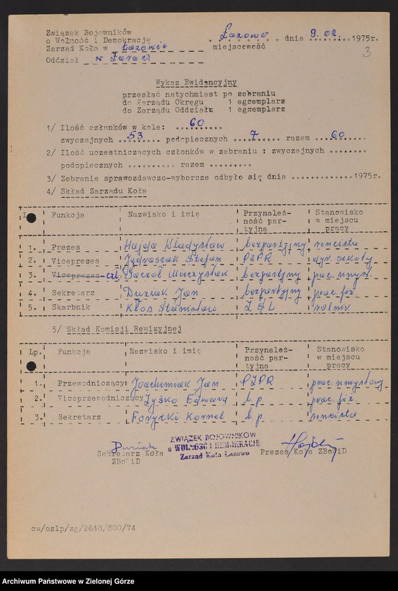 image.from.unit.number "Oddział Powiatowy ZBoWiD w Żarach. Kampania wyborcza. Zebrania sprawozdawczo-wyborcze i wykazy ewidencyjne kół terenowych "