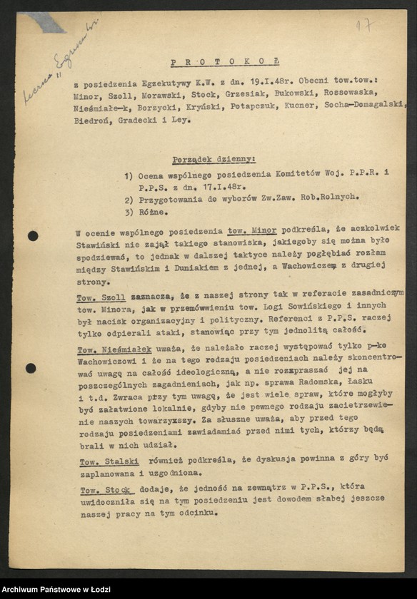 Obraz 18 z jednostki "Egzekutywa [protokóły z posiedzeń]"