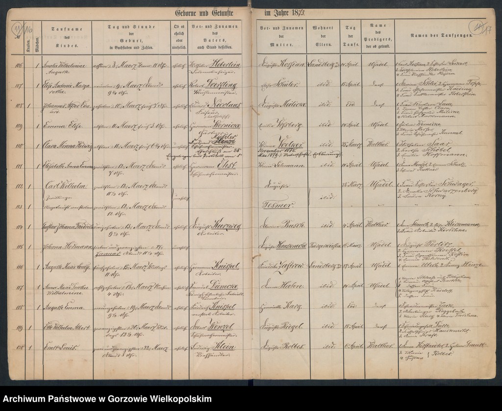 image.from.unit.number "Duplikate der Hauptkirche zu Landsberg an der Warthe (zawiera także Concordien, Reformirte und Militair Kirchen Gemeinde dotyczące zgonów w 1873 r.)"