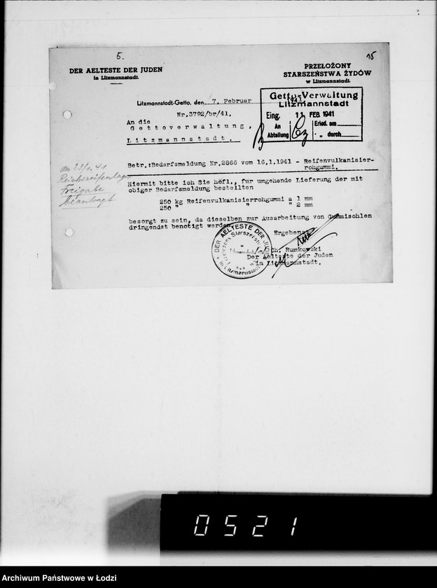 Obraz 19 z jednostki "Bedarfsmeldungen der Älteste der Juden"