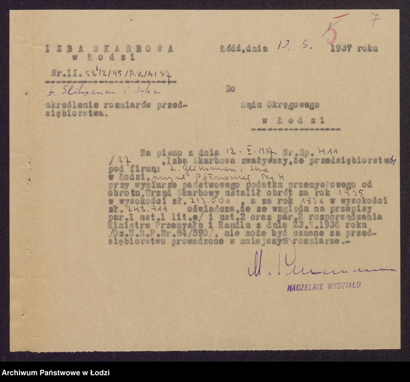 Obraz 9 z jednostki "Lajwe Zanwel Gliksman, Rajzla Gliksman, Lewi Zanwel Gliksman- sprzedaż przędzy"