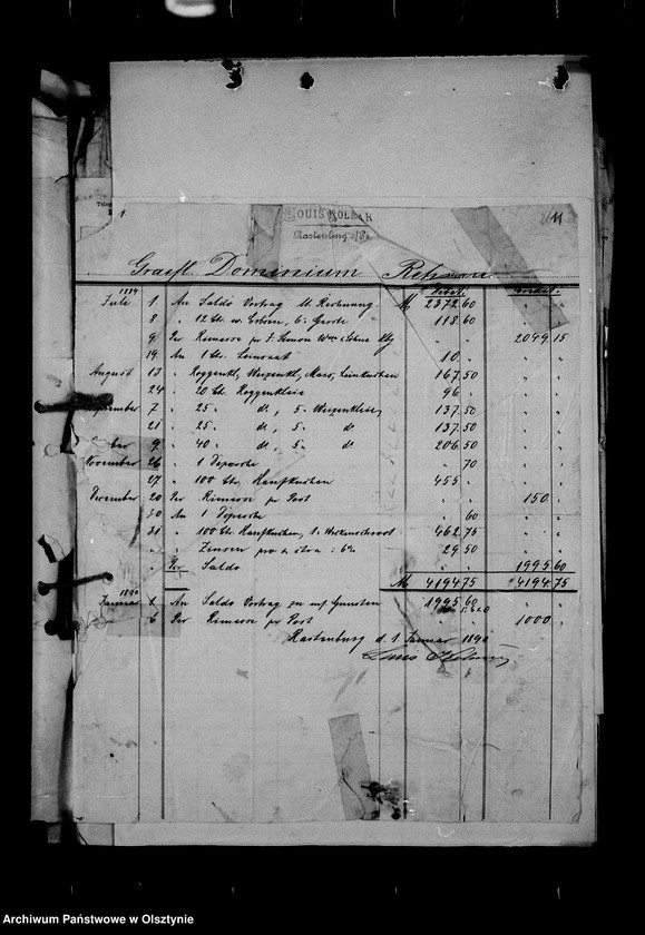 image.from.unit.number "/Korrespondenz, Rechnungen u. Bilanzen der Firma Louis Kolmar, Rastenburg, für Dr. Stieger, Verwalter von Rehsau/"
