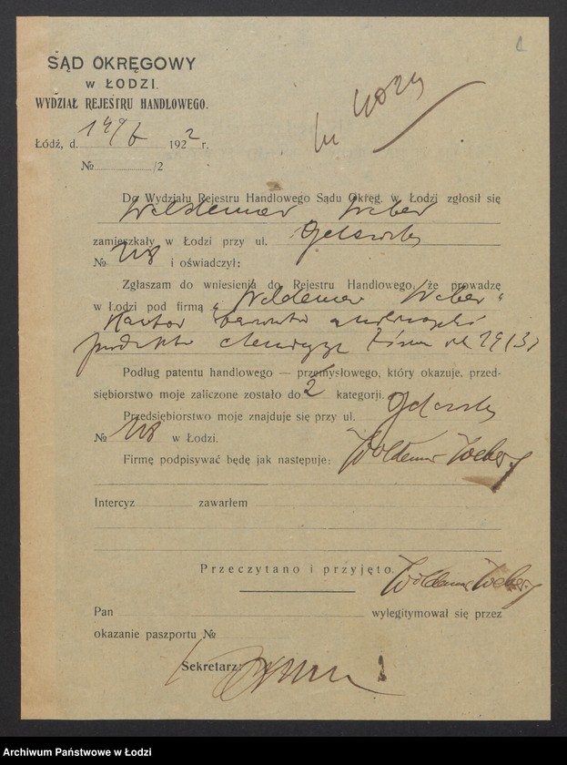 Obraz 3 z jednostki "Waldemar Weber – sprzedaż barwników anilinowych i produktów chemicznych"