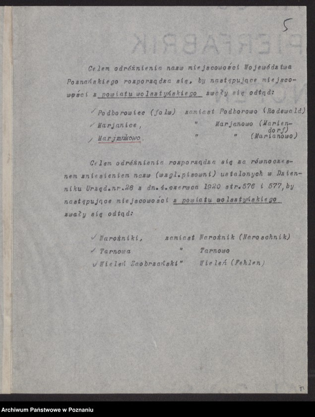Obraz 7 z jednostki "[Przywracanie polskich nazw na terenie powiatu wolsztyńskiego]"