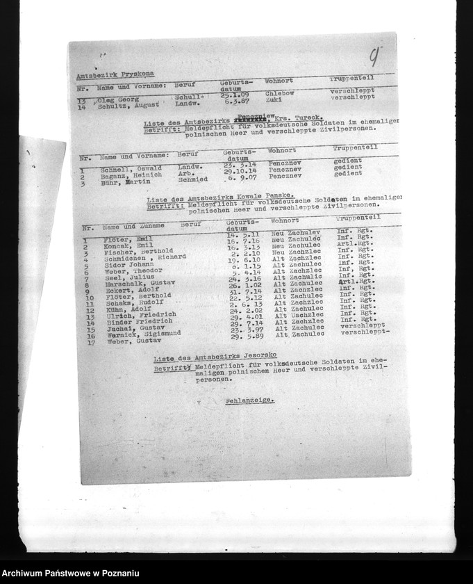 Obraz 13 z jednostki "Amtliche Meldungen Kreis Turek"