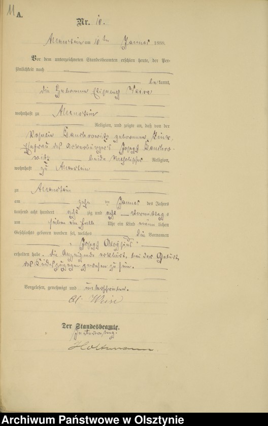 image.from.unit.number "Geburts-Haupt-Register Tom I,Nr 1 - 400"