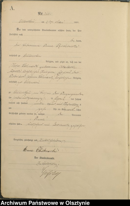 image.from.unit.number "Geburts-Haupt-Register Tom II,Nr 265 - 527"