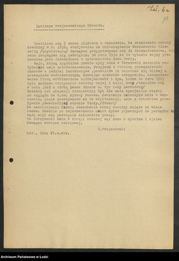 Obraz 13 z jednostki "Materiały dotyczące fabryki "H. Landsberg" - Państwowe Zakłady Wełniane Tomaszów Mazowiecki"