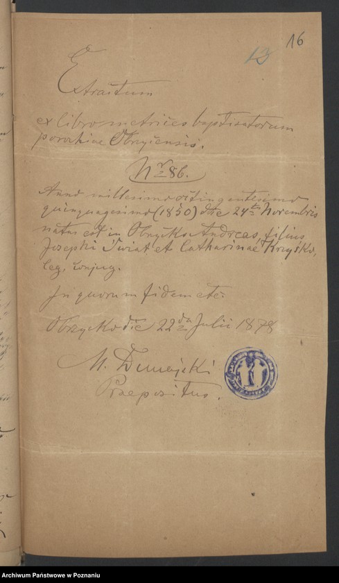 Obraz 18 z jednostki "Die von den Verlobten beigebrachten Urkunden zur Eheschliessung pro 1878"