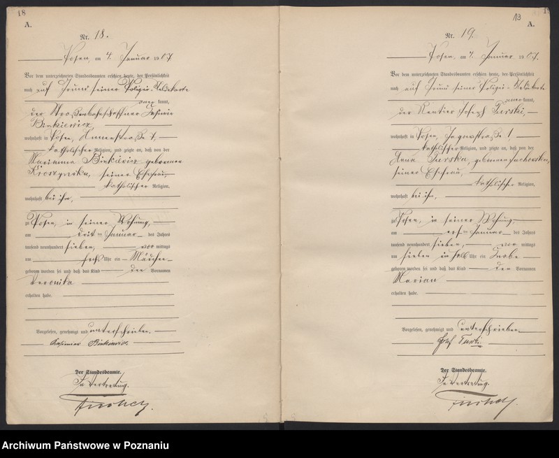 Obraz 12 z jednostki "Księga miejscowa urodzeń tom I [Rejestr główny urodzeń]"