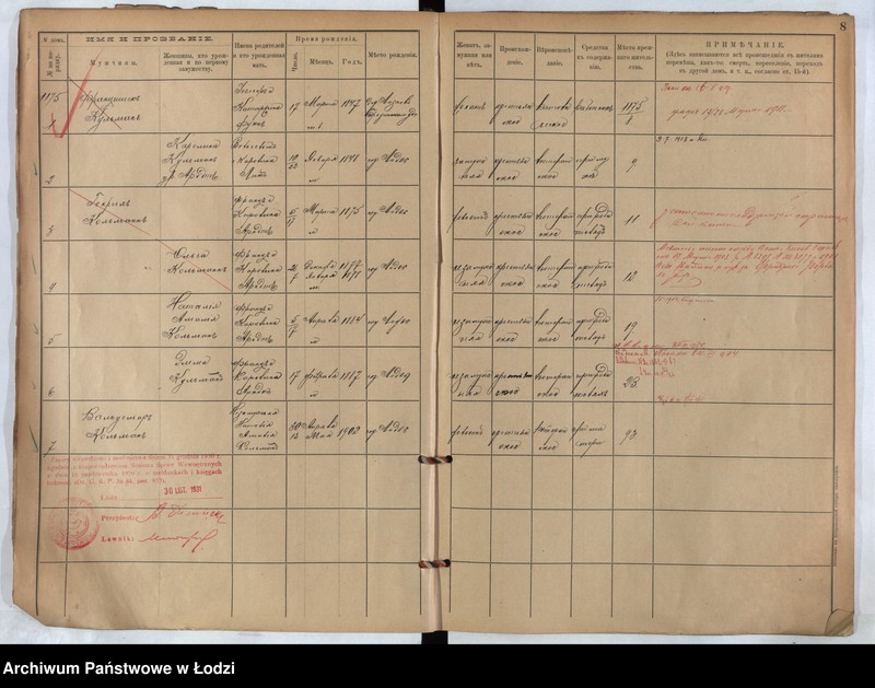 Obraz 7 z jednostki "[Księga ludności stałej m. Łodzi guberni piotrkowskiej nr domu 1175-1182]"