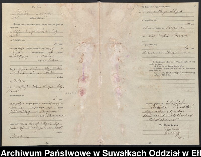 image.from.unit.number "Heiraths-Haupt-Register des Königlichen Preussischen Standes-Amtes Belzonzen Kreis Johannisburg"