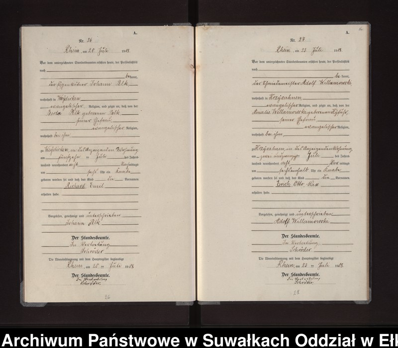 image.from.unit.number "Geburts-Neben-Register des Königlichen Preussischen Standes-Amtes Gneist Kreis Lötzen"