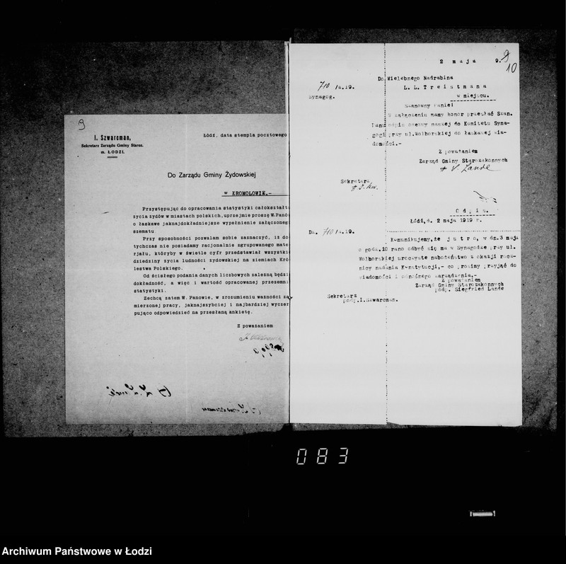 Obraz 13 z jednostki "Akta dotyczące synagogi przy ul. Wolborskiej nr 20"