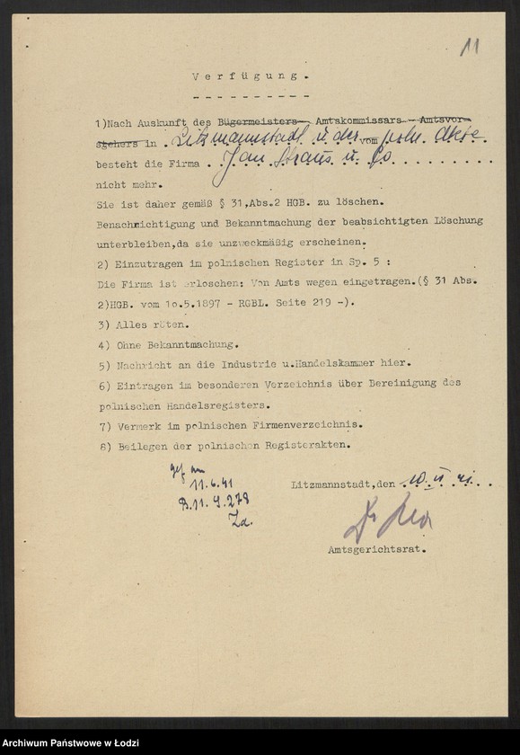 Obraz 13 z jednostki "Jan Strauss, Bronisław Macner - Dom Handlowy Jan Strauss i S-ka - handel wszelkimi towarami, a w szczególności ziemiopłodami"