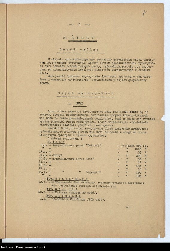 Obraz 10 z jednostki "[Sprawozdania miesięczne wojewody z ruchu zawodowego, społecznego i narodowościowego]"