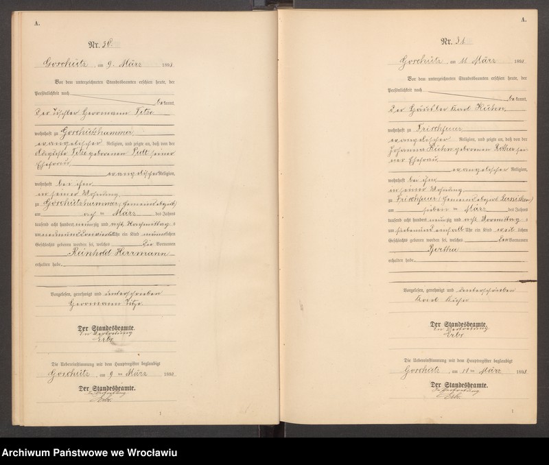 Obraz 18 z jednostki "księga urodzeń Urzędu Stanu Cywilnego w Goszczu (Goschütz) 1898"