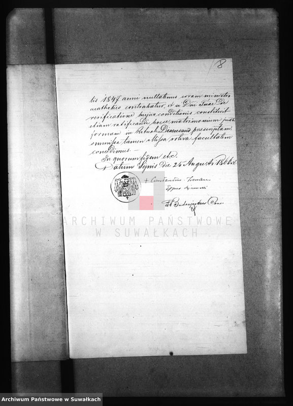 image.from.unit.number "Dowody do Akt Małżeństw Parafii Jeleniewskiej z roku 1866."