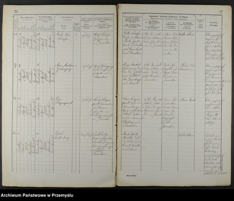 image.from.unit.number "Dupplicat vom Geburts-Matrikel Buche des Jaroslauer Matrikel-Bezirkes pro 1877"