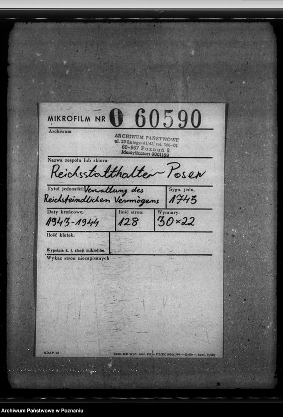 Obraz 2 z jednostki "Verwaltung des Reichsfeindlichen Vermögens"