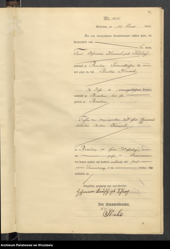 image.from.unit.number "Sterbe-Haupt-Register Breslau II 1896 Band 5"