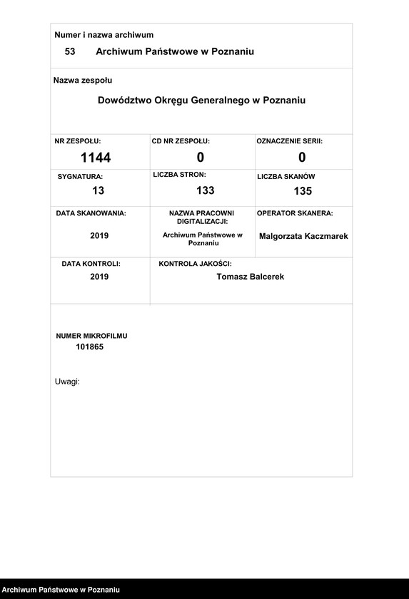 Obraz 1 z jednostki "/Rozkazy Komendy Miasta Poznania/, nr 201-339."