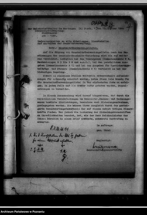 Obraz 18 z jednostki "Rundschreiben der Gaukämmerei - 1944."