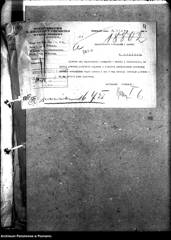 Obraz 8 z jednostki "Departament Przemysłu i Handlu [sprawy osobowe urzędników departamentu]"