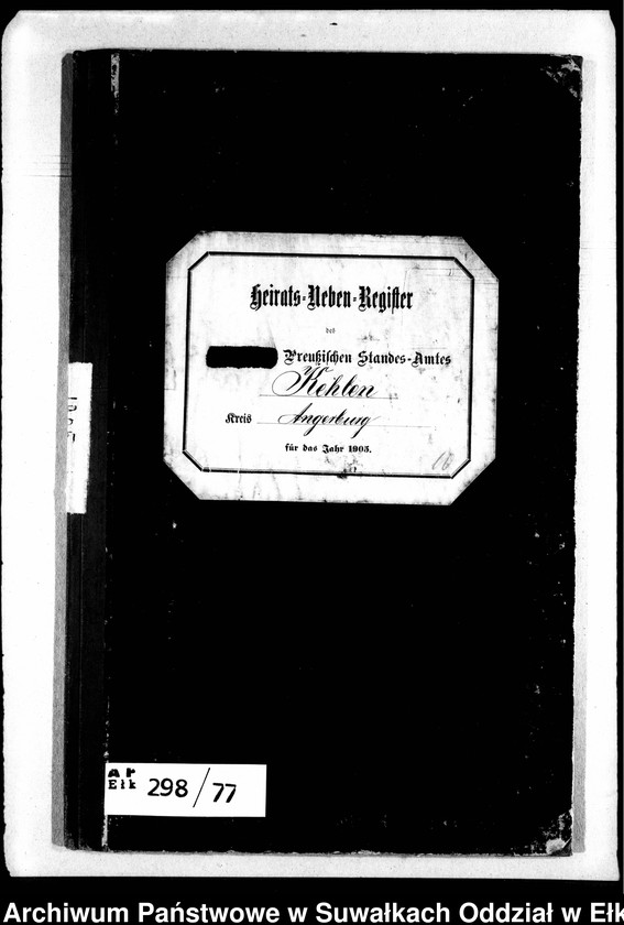 image.from.unit.number "Heirats-Neben-Register des Preussischen Standes-Amtes Kehlen Kreis Angerburg"