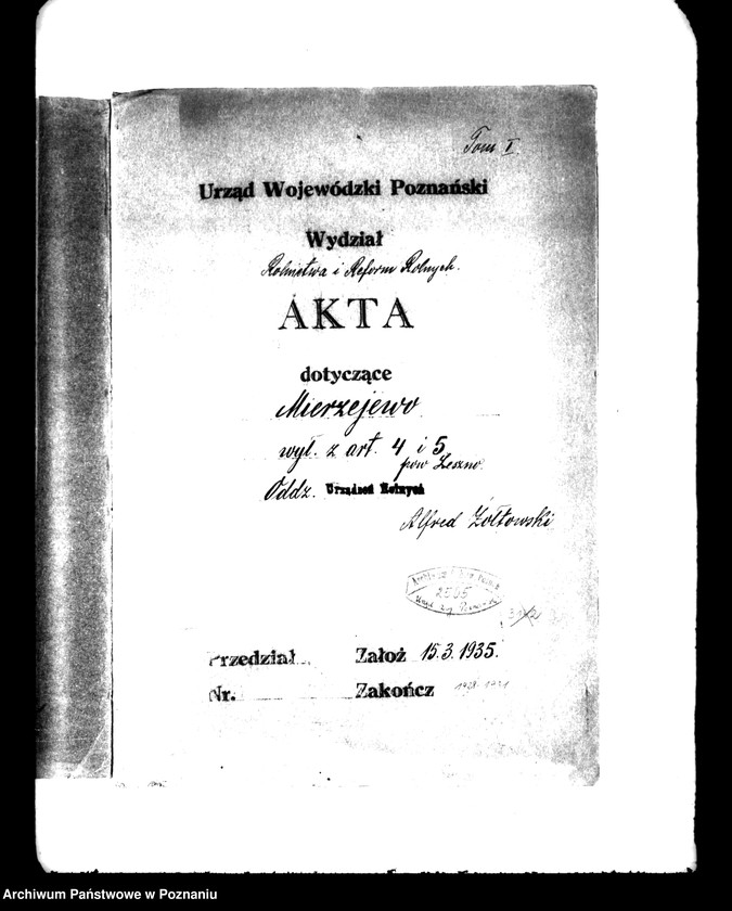 Obraz 4 z jednostki "Majątek Mierzejewo powiatu leszczyńskiego wyłączenie z art. 4/5 ustawy o reformie rolnej Alfred Ziółkowski"