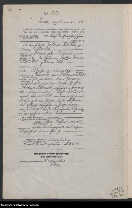 Obraz 4 z jednostki "Księga miejscowa zgonów tom III [Rejestr główny zgonów]"