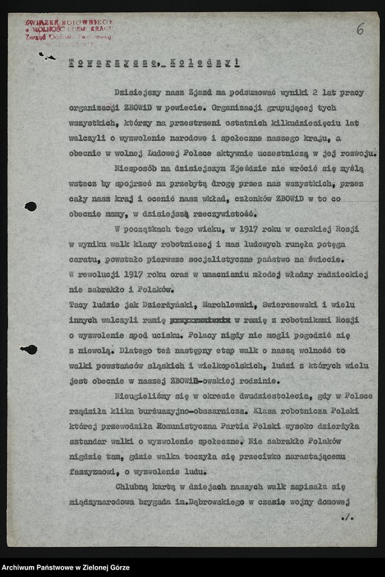 image.from.unit.number "Oddział Powiatowy ZBoWiD w Głogowie. Kampania sprawozdawczo-wyborcza Zarządu Oddziału Powiatowego ZBoWiD w Głogowie w 1961 r.-Protokół z Walnego Zjazdu Powiatowego ZBoWiD - 28 maja 1961"