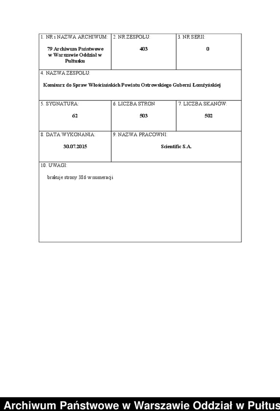 image.from.unit.number "O urządzaniu chłopów wsi Borowice wchodzących w skład własności poduchowej Brok, gm.Orło"