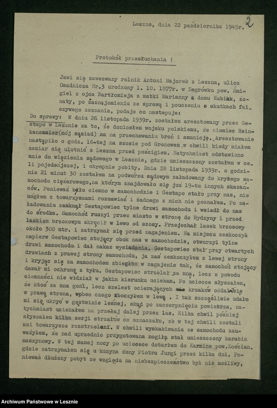 Obraz z jednostki "[Imienne wykazy niemieckich urzędników, policjantów i funkcjonariuszy gestapo z Leszna, informacje o zbrodniach na ludności polskiej]"