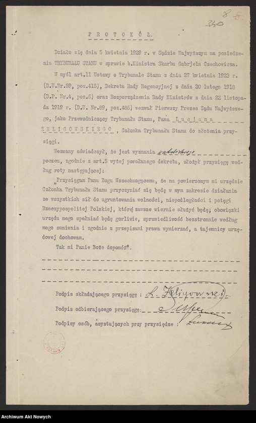 image.from.unit.number "Akta Trybunału Stanu. Akta b. Ministra Skarbu Gabriela Czechowicza."
