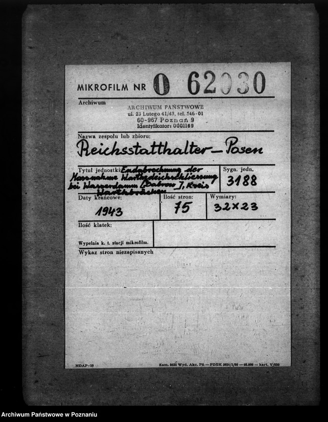 Obraz 2 z jednostki "Endabrechnung der Massnahme Warthedeichschliessung bei Wasserdamm (Dobrow), Kreis Warthbrücken"