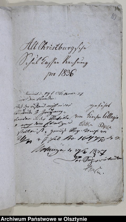 image.from.unit.number "Alt Christburgschen Schul-Cassen Rechnung 1826-1828, 1836-1838"
