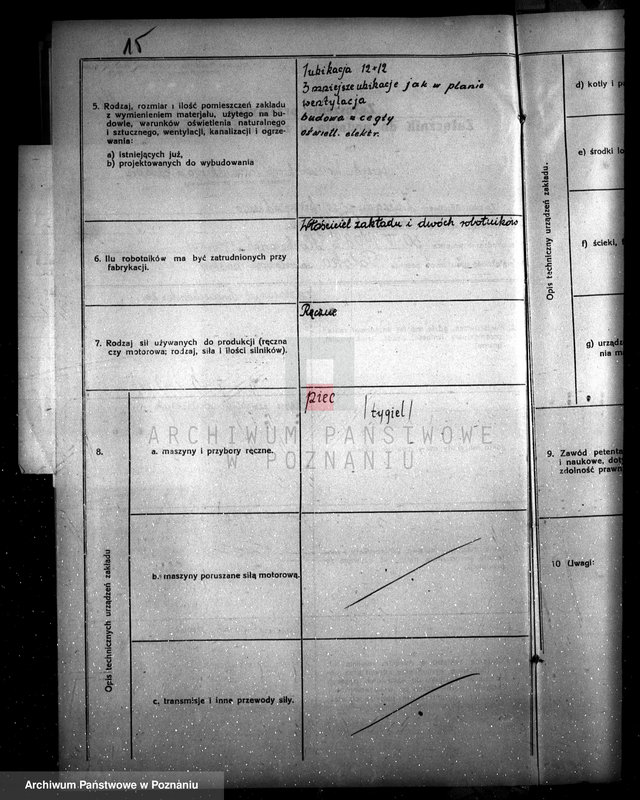 Obraz 19 z jednostki "Zatwierdzenie zakładu przemysłowego /odlewni metalu/ F. Przybylskiego w Lesznie"