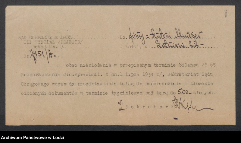 Obraz 10 z jednostki "Antoni Munser- sprzedaż towarów bawełnianych"