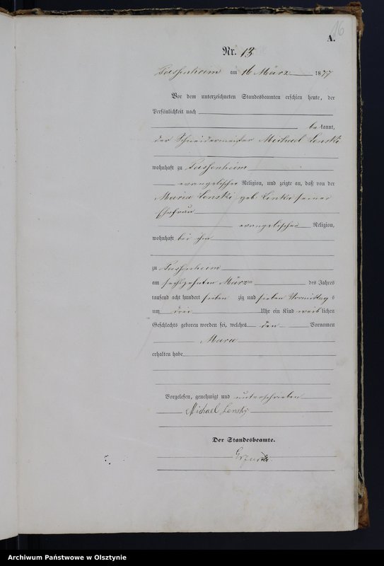 Obraz 18 z jednostki "Geburts-Haupt-Register Nr 1 - 78"