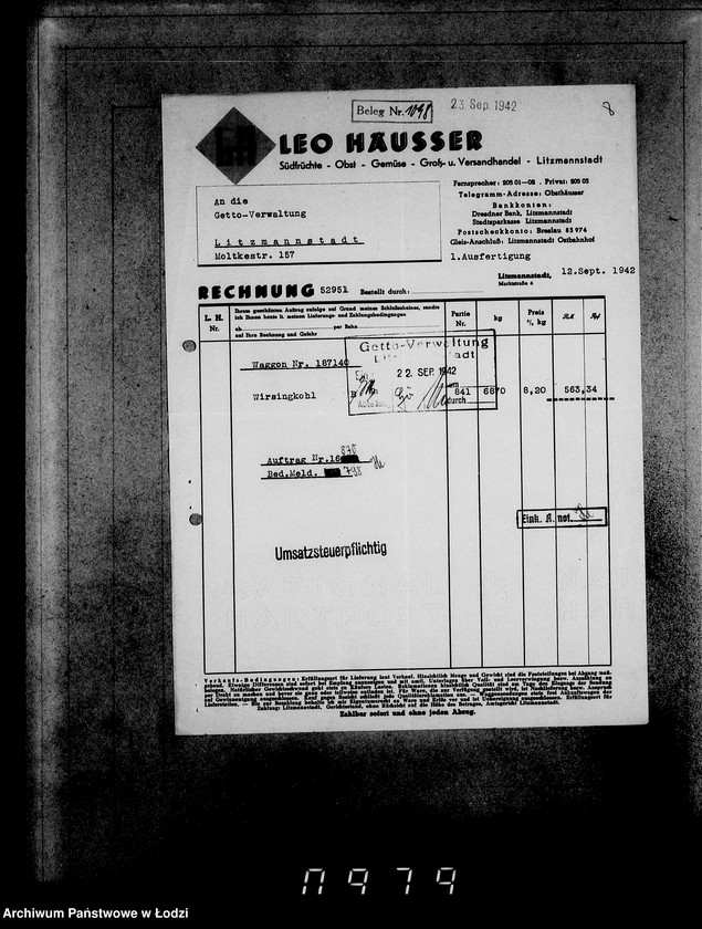 image.from.unit.number "Lebensmitteleinkauf. Aufträge, [Lieferscheinen und Rechnungen] 16841-16870 [Dostawa artykułów pierwszej potrzeby do Getta]"