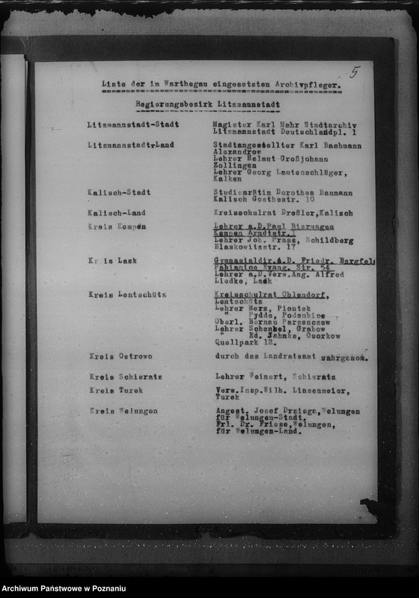 Obraz 9 z jednostki "Liste der im Warthegau eingesetzten"