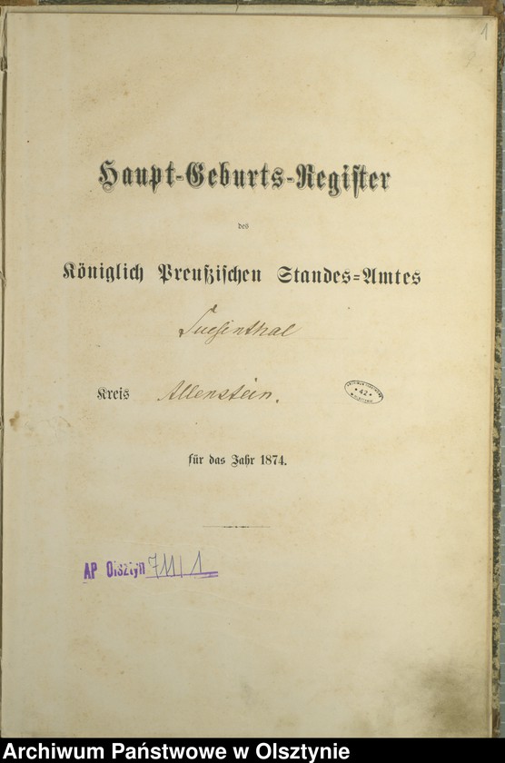 image.from.unit.number "Haupt-Geburts-Register Nr 1 - 19"