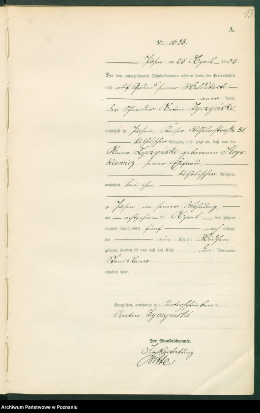 Obraz 15 z jednostki "Księga miejscowa urodzeń tom IV"