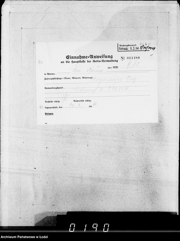 Obraz 9 z jednostki "26 Kassenbelege nr 62/7084- 7850"