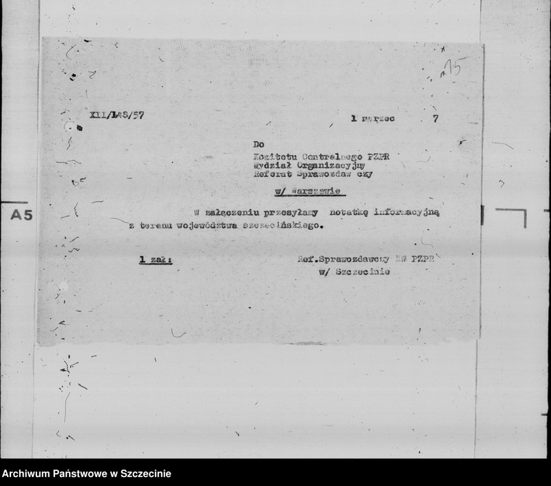 image.from.unit.number "Korespondencja przychodząca i wychodząca do Komitetu Centralnego Polskiej Zjednoczonej Partii Robotniczej"