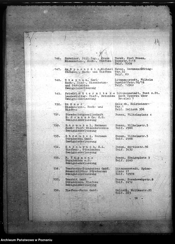 Obraz 18 z jednostki "Wirtschaftsgruppe Bauindustrie- Bezirks- gruppe Wartheland. Mitgliederverzeichnis"