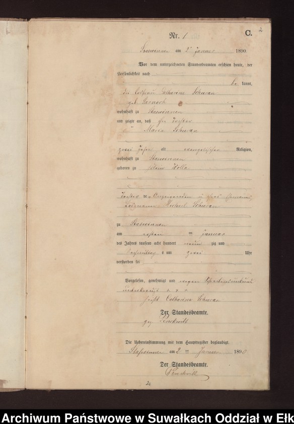 image.from.unit.number "Sterbe-Neben-Register des Preussischen Standes-Amtes Stasswinnen Kreis Loetzen"