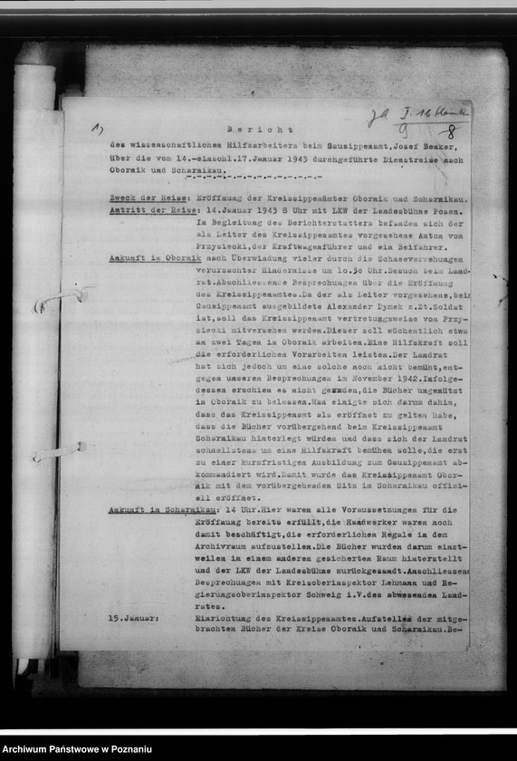 Obraz 13 z jednostki "[Korespondencja w sprawach organizacyjnych, sprawozdanie z działalności , uwagi powizytacyjne] Kreissippenamt Scharnikau [Czarnków]"