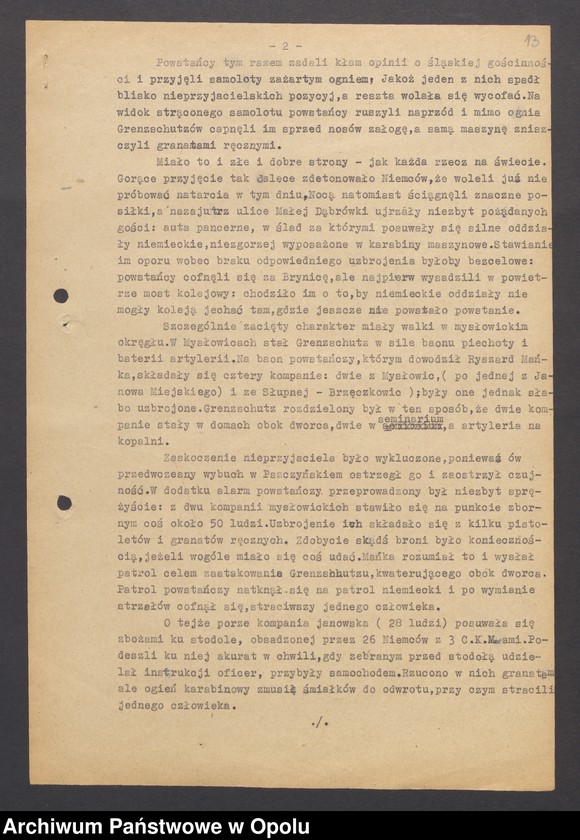 Obraz 15 z jednostki "[Wyglenda Jan "Geneza Pierwszego Powstania," "Boje Bytomskie", "Powstanie w obwodzie przemysłowym" oraz "Bój w pszczyńskich lasach"]"